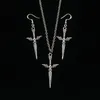 Bröllop smycken set vintage svärd halsband örhängen set ros svärd kvinnor charm gåva 230627