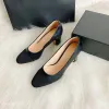 Designer Sandal Apricot Slingback Sandal Women Summer Med Heel Slide Luxury Slipper Dress Shoes With Box