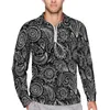 Polos Polos Blue Black Paisley Print Polo Shirt Autusz