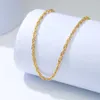 Collana a catena in oro massiccio 18 carati Catena a corda con taglio a diamante da 1,5 mm Oro giallo reale 14 carati