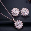 Bröllopsmycken sätter Europa och Amerika Shining Zircon Ice Flower Earring Ring Necklace 3 Piece Set Women Ins Small Luxury Ornament 230627