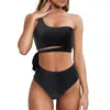 Costumi da bagno da donna Bikini sexy da donna 2023 Costume da bagno estivo Monospalla Fasciatura senza schienale Vita alta Costume da bagno femminile brasiliano da spiaggia