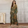 Vêtements ethniques 2023 Ramadan Imprimer Musulman Abaya Robe Pour Femmes Eid Arabe Femme Élégant Patchwork À Manches Longues Vêtements Islamique Parti Porter