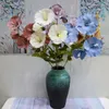 Decorative Flowers 5 Heads China Rose Artificial Silk Flower Branch Home Floral Arrangement Wedding Party Decoration Fake