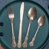 Dinnerware Sets Vintage Old Metal Knife And Fork Dinner Spoon European-style Tableware Netflix Dessert Pography Props