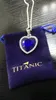 مجموعات مجوهرات الزفاف Titanic Heart of Ocean Blue Love Forever قلادة قلادة مع أقراط من المخمل حقيبة 230627