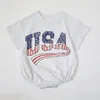 Rompers Baby Boys USA Print T-shirt Romper Born Bebe krótkie bluza bluza Onesie Toddler Girls Romper 0-24m Jumpsuits Summer 230628