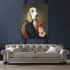 Handgemaakte canvas kunstschilderijen Monsieur Dumas mooie honden schilderij portret voor studeerkamer wanddecoratie