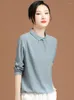 Vrouwen Blouses HCXR Vrouwen Luxe Blouse 2023 Zomer Franse Retro Kraagvorm Effen Elegante Lange Mouwen Terug Rits Mode vrouwelijke