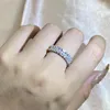 Cluster Rings Luxury Full Diamond White Zirconia Claw Set Ring Women 925 Stamp Fashion Party Wedding Jewelry Gift Commercio all'ingrosso