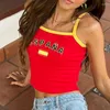 Hemden Tanks Sexy Zomer vrouwen Hemd Gewatteerde Mouwloze Tank Tops Koreaanse Brasil Letter Print Band Slanke Strand Y2k Kleding club