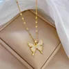 Pendentif colliers demoiselle d'honneur délicat Micro pavé CZ papillon Zircon tour de cou mode coréenne bijoux en acier inoxydable pour les femmes