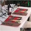 Décorations De Noël Tapis De Table Tissu Résistant À La Chaleur Cuisine À Manger Tapis De Noël Plaid Elk Arbre Napperon Décoration Jk2010Xb Drop Delivery Dhvpk