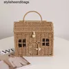 Сумки Totes Cartoon small house соломенная новая нишевая дизайнерская хижина ручная тканая сумка выходит для хранения корзины Stylisheendibags