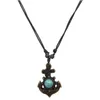 Pendentif Colliers ImitationTurquoise Vintage Collier Ancre Motif Résine Marron Tendance Nautique Accessoires De Plage