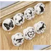 Handles Pulls Home Black White Printed Decorative Round Ceramic Knob Cabinet Hardware Modern Wardrobe Furniture Door Handle Der Pl Dh0Qa