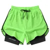 Herren-Shorts zum Laufen, 2-in-1, Kompression, lässig, schwarz, Fitness, Strandhose, schnell trocknend, Training, Joggen, kurze Hose für den Sport