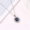 Bröllopsmycken sätter Queen Royal Ocean Blue White Crystal Rhinestones Zircon Pendant Chain Halsbandörhängen Set 230627