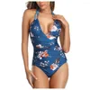 Maillot de bain femme barboteuse maillot de bain col en V profond licou léger confortable femmes Monokini un ruché haut maillots de bain Tankinis ensemble