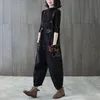Женский джинсовый комбинезон в стиле Харадзюку, весна-осень, черный комбинезон, уличная одежда, винтажный женский свободный комбинезон в стиле хип-хоп с принтом, моно
