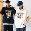 Moletom com capuz masculino GONTHWID Moletom com capuz masculino Hip Hop Streetwear Engraçado Estampa de urso com capuz Harajuku Inverno Algodão Fleece Pulôver Caqui Preto J230629