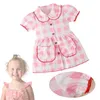 Girl Dresses Toddler Short Sleeve Plaid Print Patchwork Dress For 3 To 24 Months