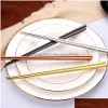 Chopsticks Square Stainless Steel Titanium Gold Sushi Hashi Colorf Reusable Durable Eco Friendly Tableware Jk2007Xb Drop Delivery Ho Dhm6Z