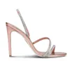 Women sandals Wedding bride sandal RC Heel shoes IRINA Crystal embellished sandal slingback heels Stilettos heeled luxury jewel strap open sliver bottom