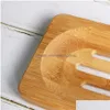 Soap Dishes Natural Bamboo Dish Shower Tray Holder Plat Dry Cleaning Eco-Friendly Bathroom Accessories Xbjk2006 Drop Delivery Home G Dhyxt