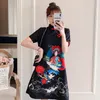 Abbigliamento etnico Taglie forti M-4XL Opera di Pechino Stampa Moda Moderna Tendenza Cheongsam Abito per donna Manica corta Qipao Tradizionale cinese