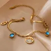 Charmarmband köpa 2023 mode silver/guld färg 316l rostfritt stål smycken femme bijoux blå kristall cz för kvinnor gåva