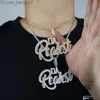 Collane con pendente Iced Out Hiphop Baguette Collana con pendente a lettera per uomo Micro Pave Bling 5A Cubic Zirconia Cuban Rope Chain Punk Rapper Jewelry Z230629