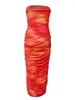 Casual Dresses Women's Summer Strapless Tie-Dye Print Cocktail Party Club Dress Sleeveless Bodycon Long