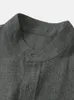 Chemises habillées pour hommes en coton pour hommes Chemisiers streetwear texturés en lin uni Été Manches courtes Tops décontractés avec poche avant 230629