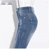 Jeans femme 2023 Extra Large taille longue Micro-évasé mi-taille Slim Stretch pantalon large jambe