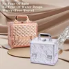 Makeup Train Cases Portable Suitcase Box Alloy Cosmetics Case 3 Large Trays with Mirror Lock Keys Brushes Holder for Artists 230628