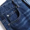 Dunkel- und hellblaue Nähte, kontrastfarbene Jeans für Herren, modische, schmale, bedruckte, gerade Denim-Hosen, Sommer- und Alltags-Streetwear