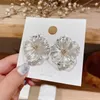 Orecchini pendenti coreano elegante cristallo trasparente fiore bianco 2023 dolce goccia floreale posata trasparente per gioielli da donna