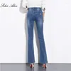 Jeans femme 2023 Extra Large taille longue Micro-évasé mi-taille Slim Stretch pantalon large jambe