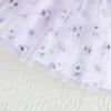 소녀 드레스 유아 소녀 민소매 꽃 프린트 Bowknot 늑골이있는 Tulle 공주 드레스 옷