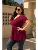 Kvinnors T-skjortor överdimensionerade T-shirts Kort ärm V-ringning Tees Women Top Plus Size Tops Summer Clothing 2023 Spring Large Y 2K