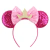 Hair Accessories Glitter Crown Hairband Girls Princess Party Headwear Sequins Mouse Ears Bow Headband Hair Accessories Kids Boutique Mujer 230628