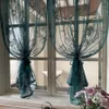 Coats French Retro Green Sheer Curtains for Living Room Solid Short Tulle Curtain for Kitchen Bathroom Cupboard Drapes Window Valance