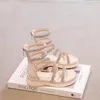 Сандалии Летние детские сандалии-гладиаторы для девочек Crystal Princess Solf Shoes Нескользящие дышащие модные детские сандалии для девочек 230628