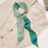 Scarves Long Skinny Satin Silk Scarf Printed Women Blue Head Small Tie Handle Bag Ribbon Female Wraps