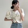 Женские куртки Temperament Commuting O Neck Women Jacket Small Fragrance Short Coat 2023 Summer Tops Chic French Niche Puff с короткими рукавами