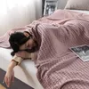 Blankets Yaapeet Summer Waffle Plaid Cotton Bed Blanket Throw Thin Quilt Knitted Bedspread Home el Coverlets Green Pink 230628