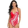 Maillots de bain pour femmes dames européennes et américaines sport sexy maillot de bain une pièce push up à lacets tissu de soie doré impression abstraite