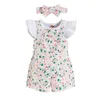 Rompers Ma Baby 3 24M Born Spädbarn Baby Girls Kläder Set Floral Print Jumpsuit Overalls Knit T Shirt Tops Summer Outfits 230628