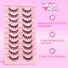 Falska ögonfransar Groinney Manga Lashes 5/10 par Cosplay 3D Faux Mink Natural Full Strip Clear Band Soft Extension